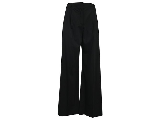 Hermès Wide Leg Pants in Black Wool
