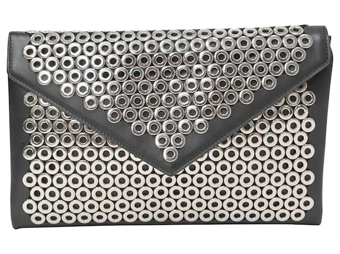 Alaïa Studded Clutch in Black Leather Pony-style calfskin  ref.1424479