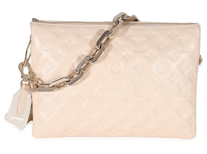 Coussin MM de cordero acolchado Monogram crema Louis Vuitton Castaño Beige Cuero  ref.1424518