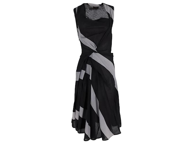 Vivienne Westwood Striped Sleeveless Midi Dress in Black Cotton  ref.1424527