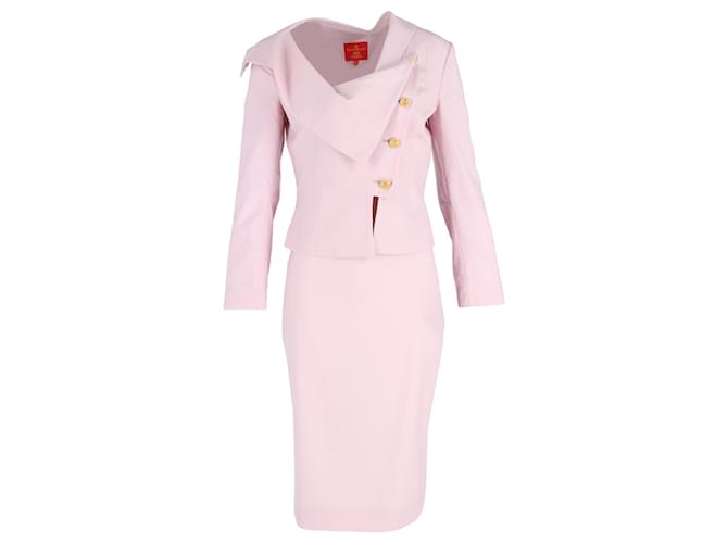 Vivienne Westwood Asymmetric Blazer and Skirt Suit Set in Pink Wool ref.1424530 Joli Closet