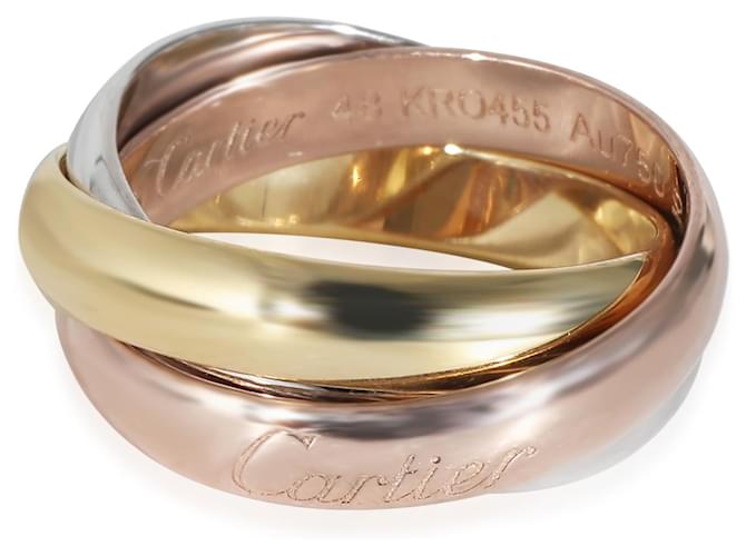 Bague Trinity Classique Cartier en or 18k 3 tons Or blanc Metal Dore Metallise ref.1424535 Joli Closet