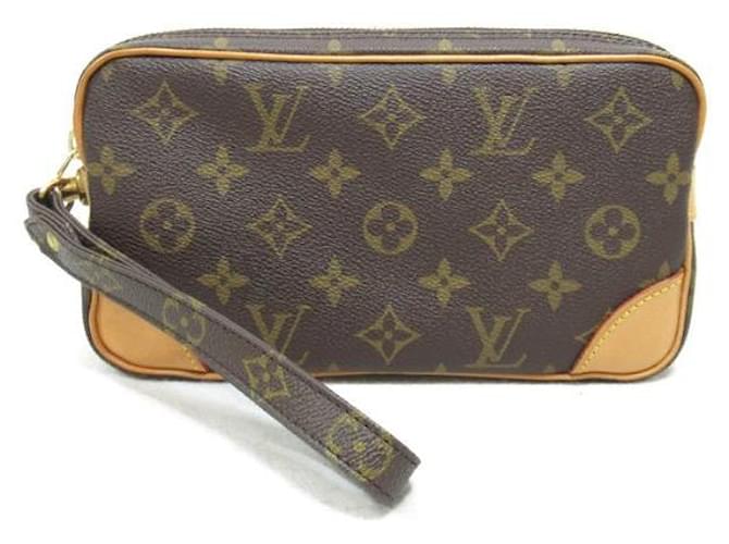 Bolso de mano de lona Louis Vuitton Marly Dragonne PM M51827 en excelente estado Castaño Lienzo  ref.1424550