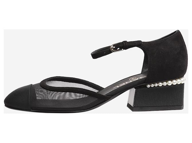 Chanel Sapatos de camurça preta e malha - tamanho EU 37 Preto Suécia  ref.1424562