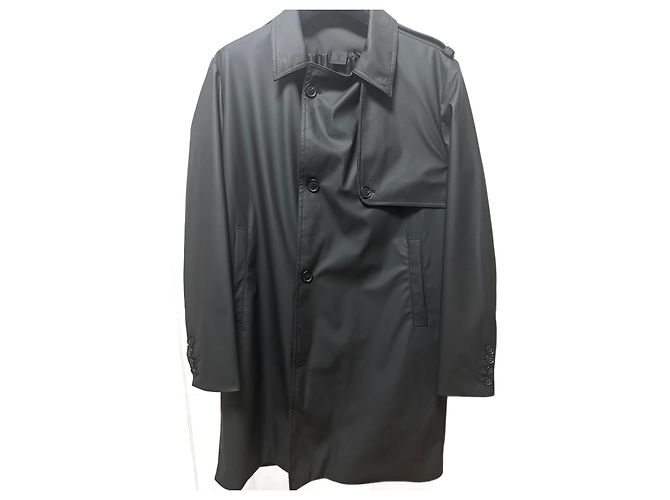 Autre Marque Black Circus Satin Trenchcoat Schwarz