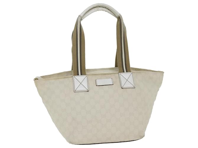 Bolsa tote em canvas GG Gucci branca 131230 Auth 77494 Branco Lona  ref.1424819