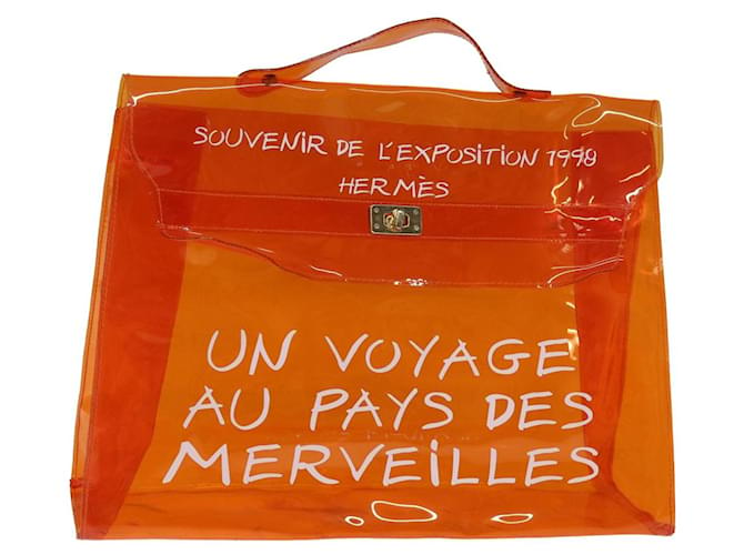 Hermès HERMES Vinyl Kelly Hand Bag Orange Auth 76806 Polyurethane  ref.1424834