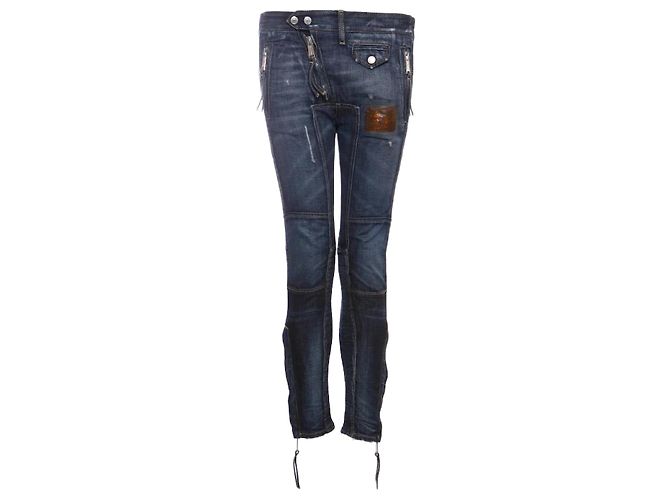 Dsquared2, Blue Patchwork Biker Jeans Blau 