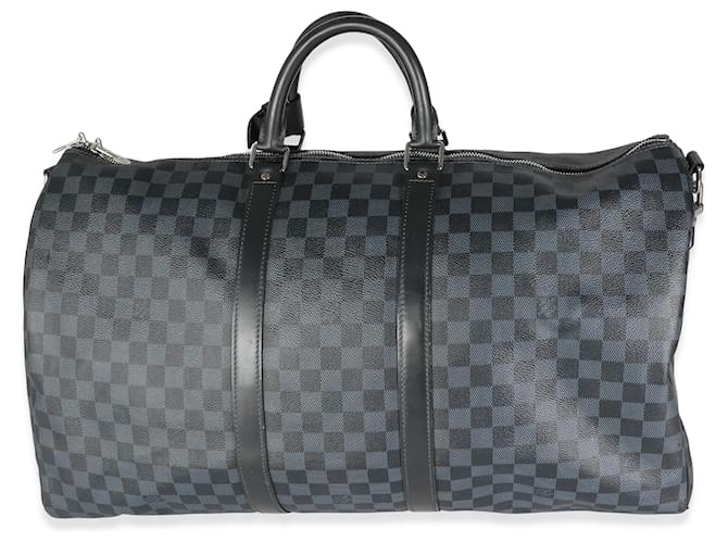 Louis Vuitton Keepall Bandoulière 55 en lona Damier Cobalt Castaño Negro Lienzo  ref.1424872