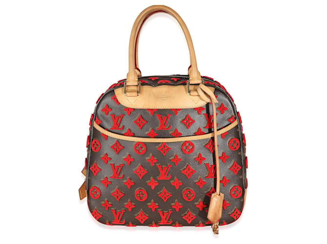 Cubo Deauville em lona Monogram Tuffetage vermelho Louis Vuitton Marrom  ref.1424940