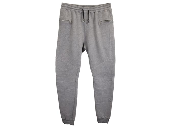 Pantaloni jogger Biker Balmain in cotone grigio  ref.1425037