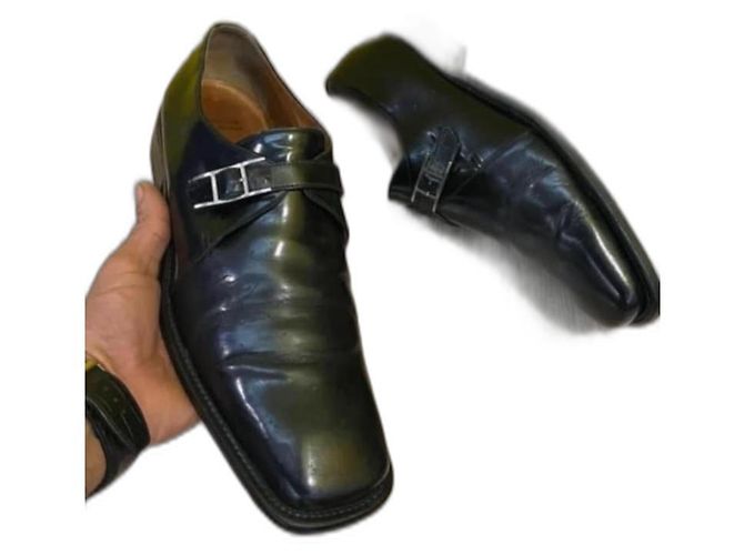 Constance Hermès Stringate Nero Pelle verniciata