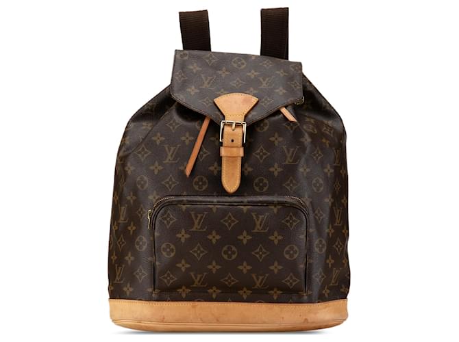 Louis Vuitton Monograma Marrón Montsouris GM Castaño Cuero Lienzo  ref.1425162