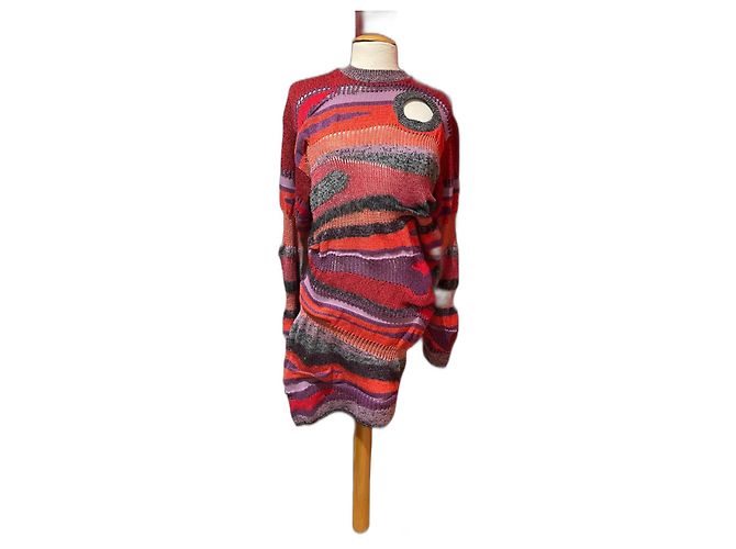 Kenzo Strickkleid mehrfarbig Baumwolle Mohair Mehrfarben