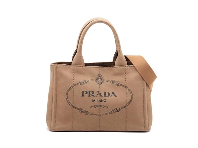 Prada Tote Handbag Small Canapa Canvas Tabacco Brown Cloth ref.1425404 Joli Closet