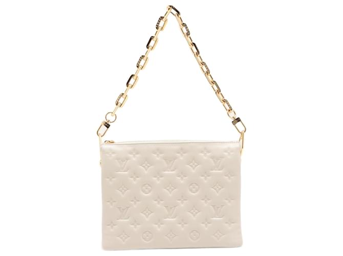 Louis Vuitton Coussin PM Empreinte Cuero Bolsa Mensajera 3 Vías Blanca Blanco  ref.1425409