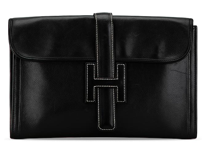 Bolso Clutch Jige PM en Evergrain negro de Hermès Cuero  ref.1425497