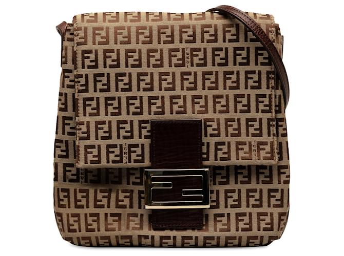 Braune Fendi Zucchino Umhängetasche Leder  ref.1425525