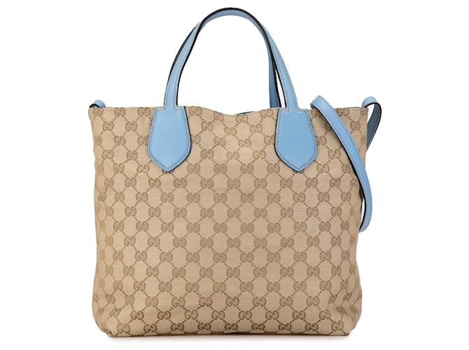 Bolso tote reversible de lona GG beige de Gucci Medium Cuero  ref.1425529