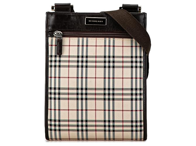 Bolsa transversal xadrez marrom Burberry Couro  ref.1425600