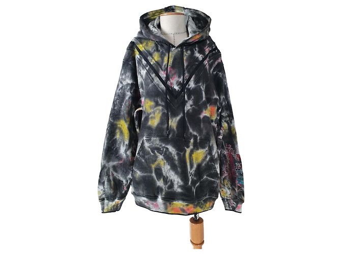 Alexander McQueen Sudadera Varsity Tie Dye Negra Algodón Multicolor