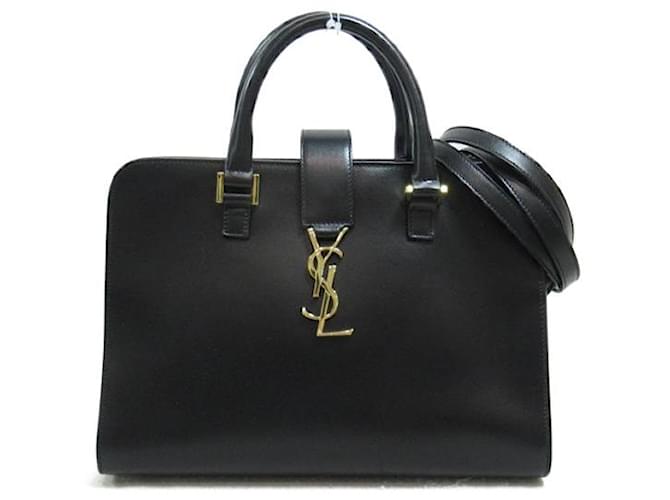 Yves Saint Laurent Monogramme Cabas Leather Handbag 568853 in Great Condition Black  ref.1425642