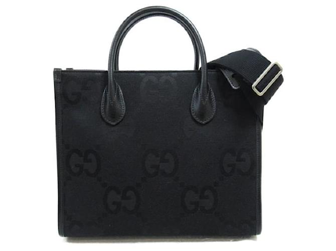 Gucci Jumbo GG 2Way Tote Bag Canvas Tote Bag 680956 in Great Condition Black Cloth  ref.1425645