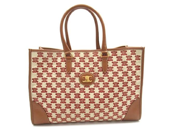 Céline Celine Triomphe Canvas Cabas Canvas Tote Bag 194342CS8 in Excellent condition Brown Cloth  ref.1425646