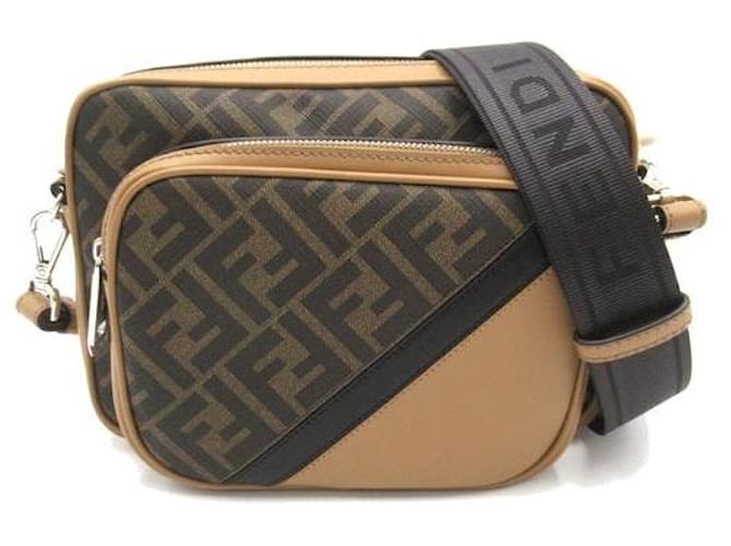 Fendi Zucca Canvas & Leather Shoulder Bag Leather Crossbody Bag 7VA607ALKAF1IKC in Great Condition Brown  ref.1425663