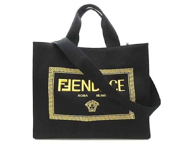 Fendi X Versace Fendace Tote Bag Canvas Tote Bag in Great Condition Black Cloth ref.1425692 Joli Closet