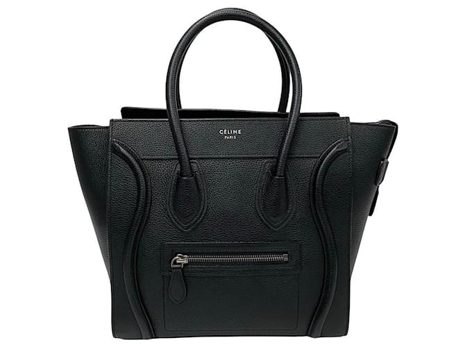 Céline Bolsa de mão em couro Celine Luggage Micro Shopper 18271 em excelente estado Preto  ref.1425720