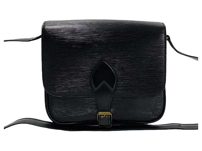 Bolsa de ombro de couro Louis Vuitton Cartouchiere M52242 em muito bom estado Preto  ref.1425728