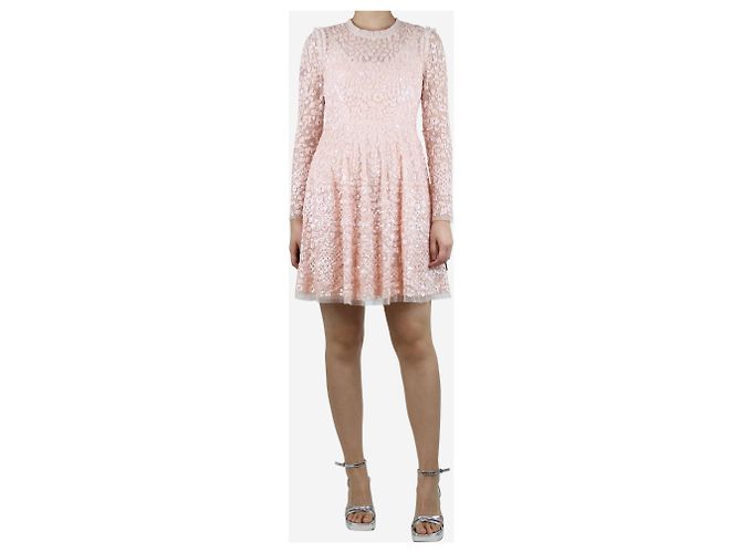Needle & Thread Pink sequin-embellished mini dress - size UK 10