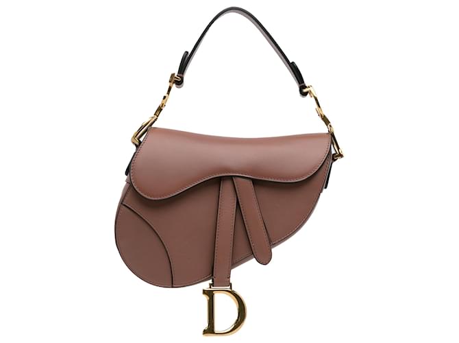 Dior Brown Mini Leather Saddle Bag Pony-style calfskin  ref.1425809