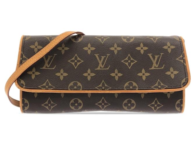 Louis Vuitton Brown Monogram Pochette Twin GM Leather Cloth  ref.1425825