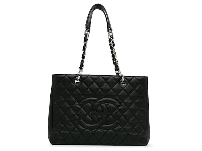 Chanel Große Einkaufstasche aus schwarzem Kaviar Leder  ref.1425858