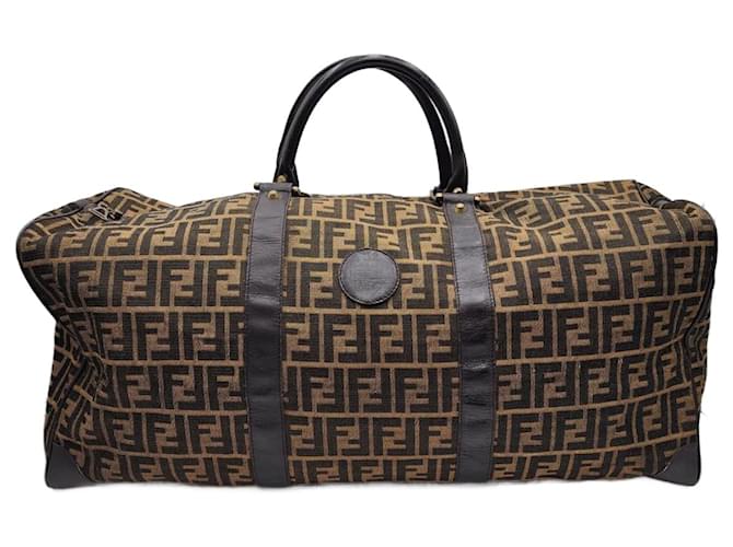 Bolso de viaje Boston Fendi Zucca Zucchino Castaño Paño  ref.1425884