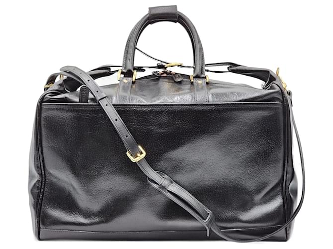 Gucci Vintage Leather Boston Weekender Travel Duffel Bag Black  ref.1425886