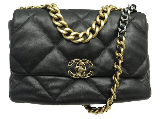 Chanel 19 NINE CHANEL GRAND 19 AS1161 BLACK LEATHER SHOULDER BAG