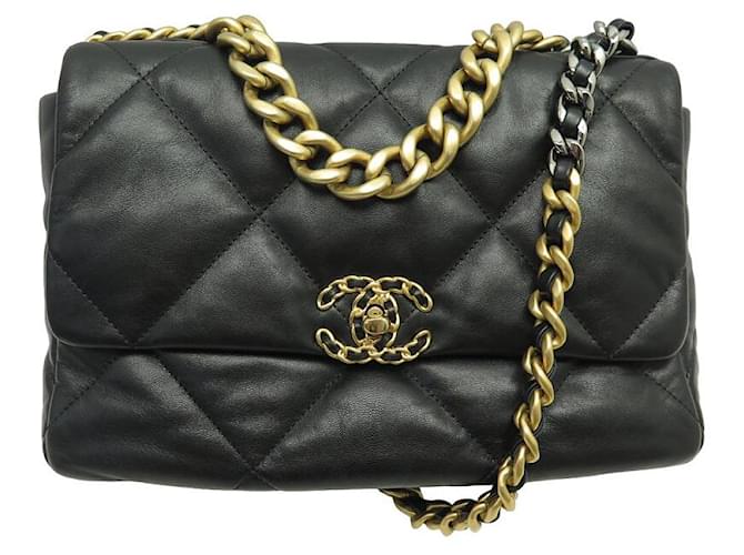 Chanel 19 NEUF SAC A MAIN CHANEL GRAND 19 AS1161 EN CUIR NOIR BANDOULIERE BAG PURSE  ref.1425910