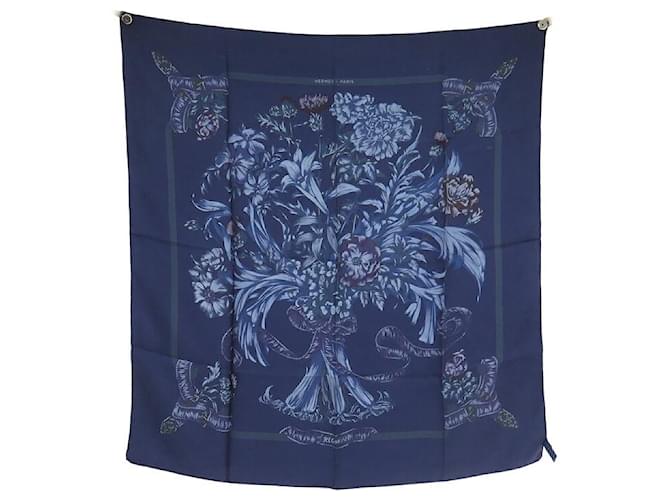 Hermès NEUF FOULARD HERMES REGINA SURTEINT H000594S MANCHARI CARRE 90 SOIE SCARF Bleu  ref.1425973