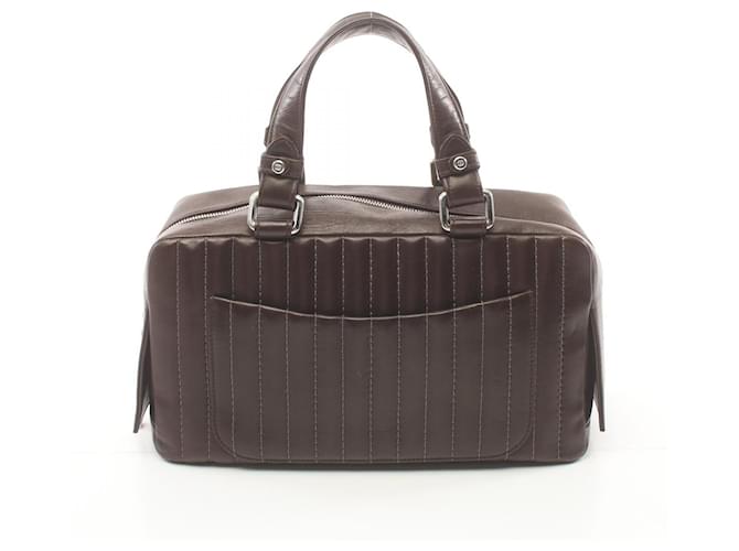 Sac à main en cuir Chanel Mademoiselle Bowler 10795198 en très bon état Marron  ref.1426012