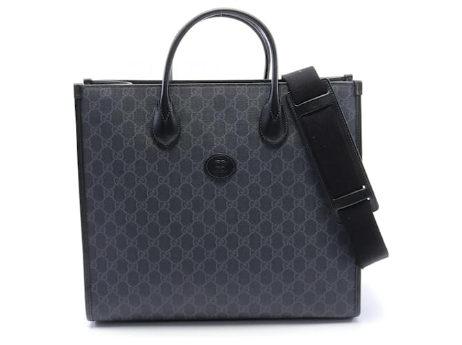 Gucci GG Supreme Tote Bag Canvas Tote Bag 674148 in Great Condition Black Cloth  ref.1426019