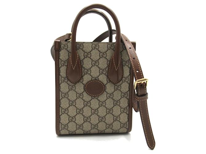 Bolso tote Gucci Mini Interlocking G de lona 671623 en excelente estado Castaño Lienzo  ref.1426029