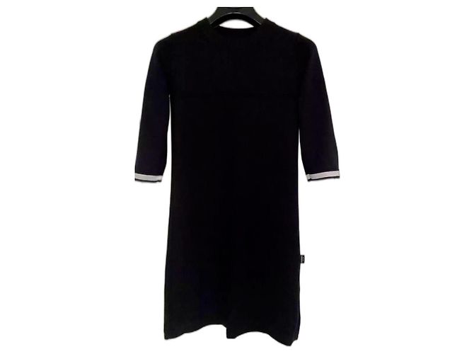 Cambon Vestido Chanel de lã e algodão preto