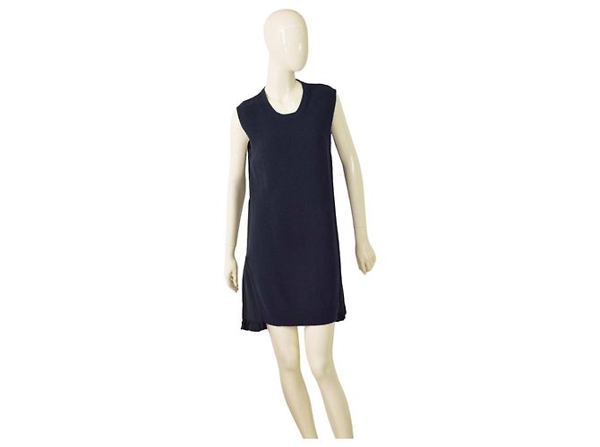 Autre Marque Vestido mini sin mangas de punto de algodón azul No 21