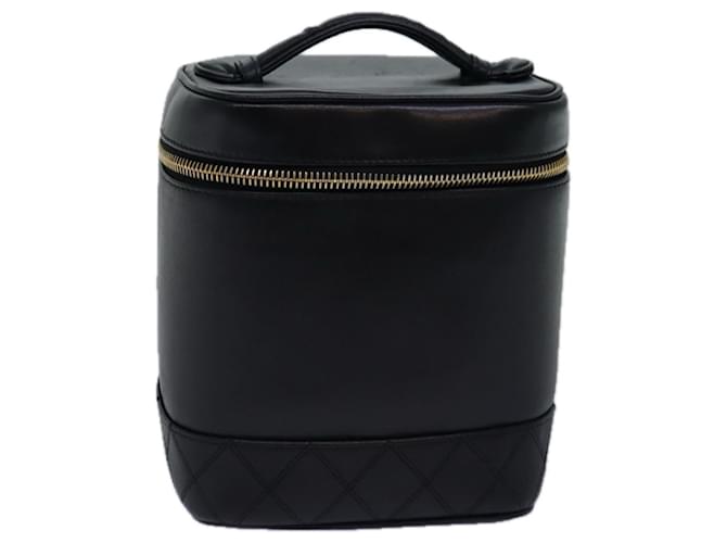 Vanity CHANEL Bolsa de Maquiagem Bicolor em Couro Preto CC Auth bs14989  ref.1426103