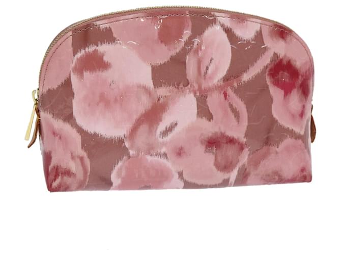 LOUIS VUITTON Vernis Ikat Flower Pochette Cosmetic Pouch Pink M90046 Auth 76259 Patent leather  ref.1426174