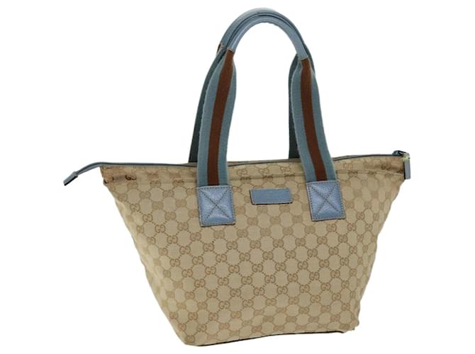 GUCCI GG Canvas Sherry Line Tote Bag Beige Light Blue Brown 131230 Auth ep4402 Cloth  ref.1426236