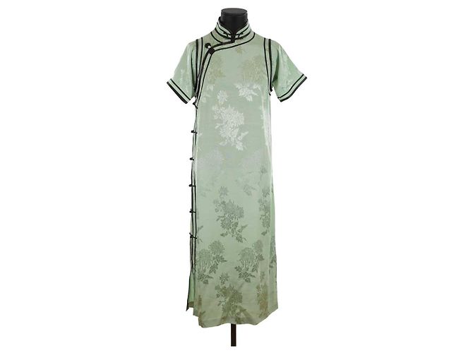 Autre Marque Seidenkleid Grün